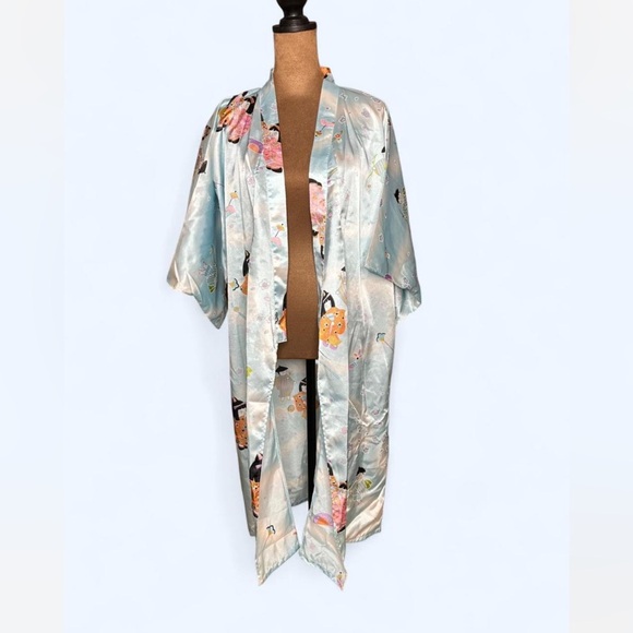 Vintage Ichiban light blue Kimono Robe size Large made in Japan
